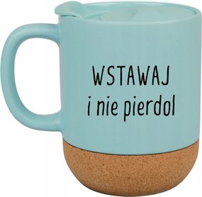 Kék Bögre Fedéllel És Parafa Aljjal Ajándék