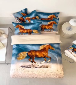 Androméda 3D lovas ágyneműhuzat garnitúra 7 részes 140 x 200 cm