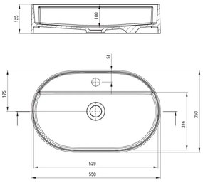 Deante CQS_NU6B - SILIA ráépíthető mosdó csaplyukkal 35x55 cm gránit/fekete