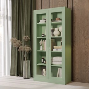 Üveges szekrény AMELIA, 900 x 1850 x 400 mm, Fresh Style: pasztellzöld
