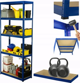 Tárolószekrény fém állvány Helios 213x90x45cm 5Px275kg Tömör Kék