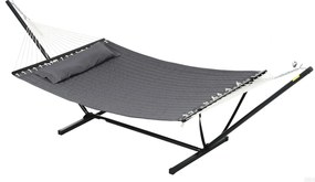 Outsunny Hintaágy Állvánnyal és Párnával, Acél Állványos Hintaágy Terpeszrúddal, Külső Kempingezéshez, Tengerparthoz, Sötétszürke | Aosom
