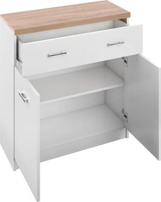 Komód 2D1S, fehér/tölgy sonoma, TOPTY TYP 14