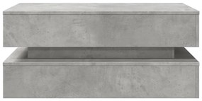 betonszürke dohányzóasztal LED-lámpákkal 90x50x40 cm
