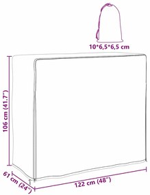 Kültéri bútor takaró Fekete 122 x 61 x 106 cm 210D szövet