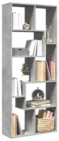 betonszürke szerelt fa elválasztó könyvespolc 67x25x161,5 cm