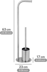 Matt ezüstszínű rozsdamentes acél WC-papír tartó állvány WC-kefével Levante – Wenko