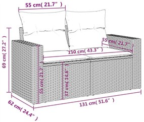 10 részes szürke polyrattan kerti ülőgarnitúra párnával