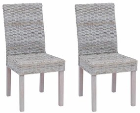 Étkezőszék 2 pcs Fehér Mosás 45 x 54 x 93 cm Tömör Mahagóni Fa