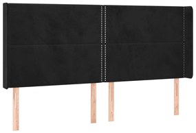 fekete bársony LED-es fejtámla 163x16x118/128 cm