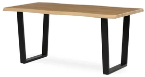 Étkezőasztal, 160x90x75 cm, MDF lap, vadtölgy dekor, U alakú fém lábak