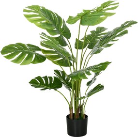 HOMCOM Műnövények, Mű Monstera Deliciosa, 120 cm Műnövény 15 Ággal, Beltéri Növény, Műfa, Növény Dekoráció Beltérre, Zöld | Aosom