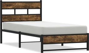 vidaXL füstös tölgy színű fém ágykeret matrac nélkül 100 x 200 cm