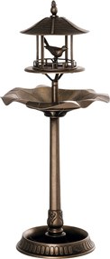 Outsunny Madárfürdő Etető és Cserepes Virágtartó 3 az 1-ben Ø 50 x 113H cm műanyag Antik Bronz | Aosom