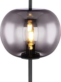 Globo 15345S Állólámpa fekete fém, füstszínű üveg búrával. Ø:300, H:1600, exkl. 1xE27 60W 230V