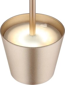 Globo 58488CH-LED VANNIE érintéses, dimmelhető, újratölthető kültéri asztali lámpa, 3W/5V, IP54, 1800mAh, sárgaréz