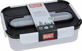 Ebéddoboz evőeszközökkel fekete Built