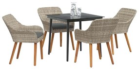 Étkezőgarnitúra 5 pcs Világosszürke Poli rattan