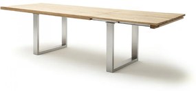 DAYTON Vad Tömör tölgyfa Bővíthető Étkezőasztal - Szálcsiszolt acél lábbal 220-320cm