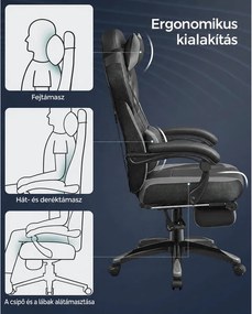 Irodai szék lábtartóval, állítható fejtámla, deréktámasz