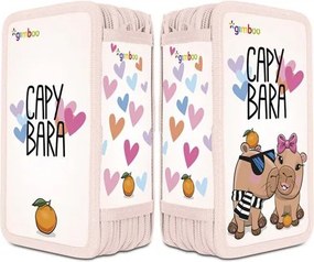 Tolltartó, töltött, 3 emeletes, cipzáras, Gimboo, rózsaszín, kapibara (DBTS41PL)