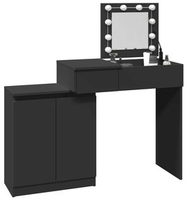 fekete LED-es fésülködőasztal 115 x 37 x 110,5 cm
