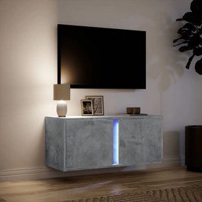 betonszürke falra szerelhető TV-szekrény LED-del 80x31x35 cm