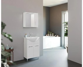 Smart 55cm-es két ajtós fürdőszobaszekrény polccal + mosdó