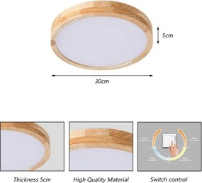 Brilagi - LED mennyezeti lámpa WOODLINE LED/24W/230V 3000/4000/6000K tölgy átm. 30 cm