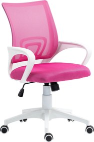 HOMCOM Hálós Forgós Irodai Szék Állítható Magasságú Ringatás Funkcióval, Derék Támasztékkal és Karfákkal - 120 kg Teherbírás, Rózsaszín | Aosom