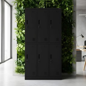 6 ajtós IGOR öltözőszekrény, 900 x 1850 x 450 mm, fekete