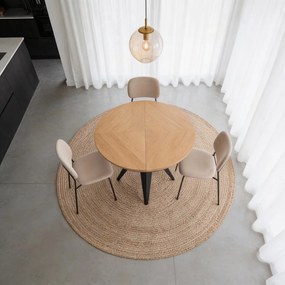 Kerek bővíthető étkezőasztal tölgyfa dekoros asztallappal hosszabbító asztallappal ø 120 cm Magnus – Windsor &amp; Co Sofas