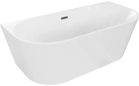 Mexen Oval, szabadon álló fali kád 150 x 75 cm, fehér, grafit túlfolyó, 52671507500-66