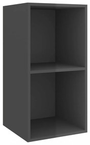 magasfényű szürke szerelt fa fali TV-szekrény 37 x 37 x 72 cm