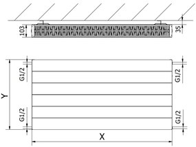 Mexen CL22 Line, panelradiátor 900 x 1200 mm, oldalsó csatlakozás, 2639 W, fekete, W422L-090-120-70