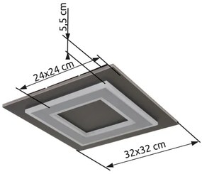 Globo 48033-24 - LED Mennyezeti lámpa JAYDEN LED/24W/230V 32x32 cm antracit