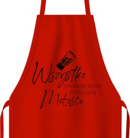 Piros pamut kötény Jobb Ízű Egy Csipetnyi Szerelemmel És Valentin-nappal