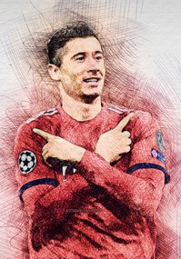 Poszter, Robert Lewandowski, #9 , Bal, RL9, Lengyel