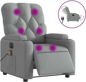 vidaXL világosszürke szövet dönthető elektromos masszázsfotel