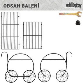 STILISTA Virágcserép állvány kocsi 66 x 60 x 28 cm acél