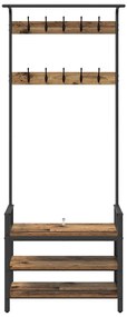 Kabáthorog polcokkal tárolóval Régi fa 75 x 34 x 184 cm Faanyag