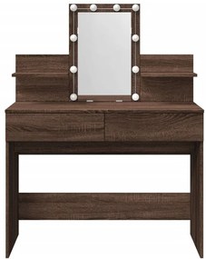 barna tölgy színű fésülködőasztal LED-del 100 x 40 x 130 cm