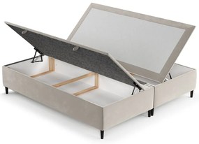 Krémszínű kárpitozott ágyneműtartós franciaágy 140x200 cm Tate – Maison de Rêve