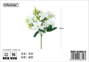 Elegáns műliliom csokor 32 cm, zöld levelekkel