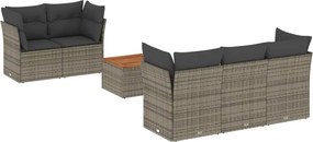 vidaXL 6 részes szürke polyrattan kerti ülőgarnitúra párnákkal