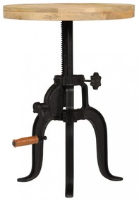 tömör mangófa és öntöttvas kisasztal 45 x (45-62) cm