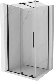 Mexen Velar, tolóajtós zuhanykabin 140 (ajtó) x 90 (fal) cm, 8mm átlátszó üveg, fekete matt, 871-140-090-01-70