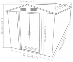 zöld horganyzott acél kerti fészer 257 x 779 x 181 cm
