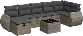 vidaXL 8 részes szürke polyrattan kerti ülőgarnitúra párnákkal