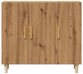 kézműves tölgy színű szerelt fa tálalószekrény 90 x 34 x 80 cm